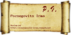 Pozsegovits Irma névjegykártya